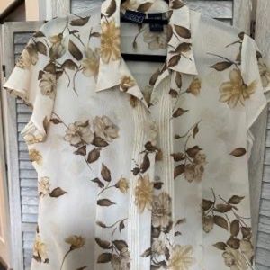 Laura Scott Chiffon Blouse, Button, XL